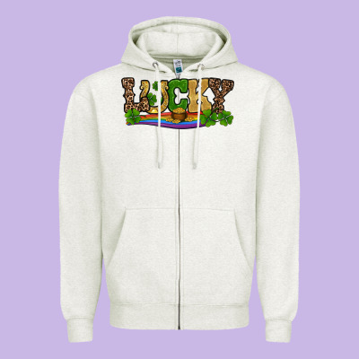Zipper Hoodie st patricks shamrock gold with rainbow