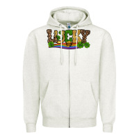 Oatmeal Heather st patricks shamrock gold with rainbow Zipper Hoodie - RanaPortraitStore