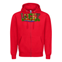 Red st patricks shamrock gold with rainbow Zipper Hoodie - RanaPortraitStore