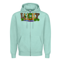 Seafoam st patricks shamrock gold with rainbow Zipper Hoodie - RanaPortraitStore