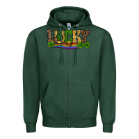Sports Green st patricks shamrock gold with rainbow Zipper Hoodie - RanaPortraitStore