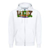 White st patricks shamrock gold with rainbow Zipper Hoodie - RanaPortraitStore