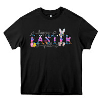 Black Happy Easter Y'all Heavy Core Tee - CowhideDigitalArt