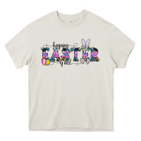 Cream Happy Easter Y'all Heavy Core Tee - CowhideDigitalArt