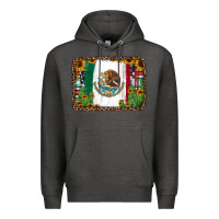 Charcoal Heather mexican flag background with cactus and sunflower Premium Hoodie - Jasminsmagicworld