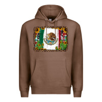 Chestnut mexican flag background with cactus and sunflower Premium Hoodie - Jasminsmagicworld