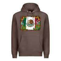 Coffee mexican flag background with cactus and sunflower Premium Hoodie - Jasminsmagicworld