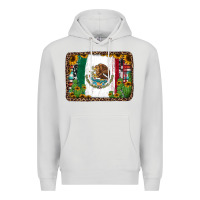 Dove Grey mexican flag background with cactus and sunflower Premium Hoodie - Jasminsmagicworld