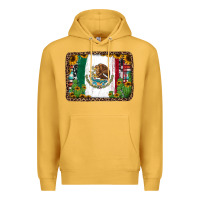 Mustard mexican flag background with cactus and sunflower Premium Hoodie - Jasminsmagicworld