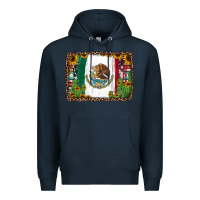 Navy mexican flag background with cactus and sunflower Premium Hoodie - Jasminsmagicworld