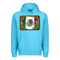 Ocean Blue mexican flag background with cactus and sunflower Premium Hoodie - Jasminsmagicworld