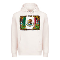Pale Pink mexican flag background with cactus and sunflower Premium Hoodie - Jasminsmagicworld