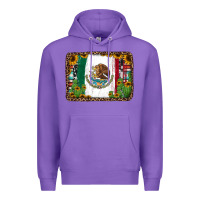 Purple mexican flag background with cactus and sunflower Premium Hoodie - Jasminsmagicworld