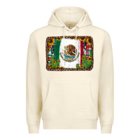 Sandshell mexican flag background with cactus and sunflower Premium Hoodie - Jasminsmagicworld