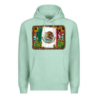 Seafoam mexican flag background with cactus and sunflower Premium Hoodie - Jasminsmagicworld