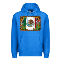True Royal mexican flag background with cactus and sunflower Premium Hoodie - Jasminsmagicworld