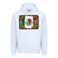 White mexican flag background with cactus and sunflower Premium Hoodie - Jasminsmagicworld
