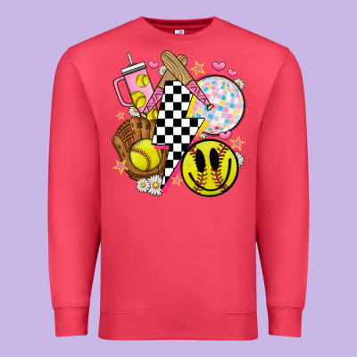 Retro Softball Premium Sweatshirt Designed By Jahusdesignshop