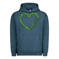 Pigment Midnight Navy shamrock heart felling lucky Urban Hoodie - MaliasSmallBusiness