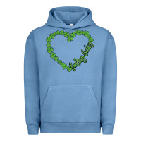 Pigment Pebble Blue shamrock heart felling lucky Urban Hoodie - MaliasSmallBusiness