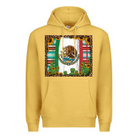 Antique Gold mexican flag background with cactus and sunflower tumbler Premium Hoodie - Jasminsmagicworld