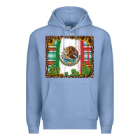 Colony Blue mexican flag background with cactus and sunflower tumbler Premium Hoodie - Jasminsmagicworld