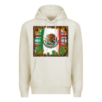 Oatmeal Heather mexican flag background with cactus and sunflower tumbler Premium Hoodie - Jasminsmagicworld