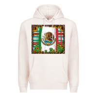 Pale Pink mexican flag background with cactus and sunflower tumbler Premium Hoodie - Jasminsmagicworld