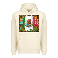 Sandshell mexican flag background with cactus and sunflower tumbler Premium Hoodie - Jasminsmagicworld