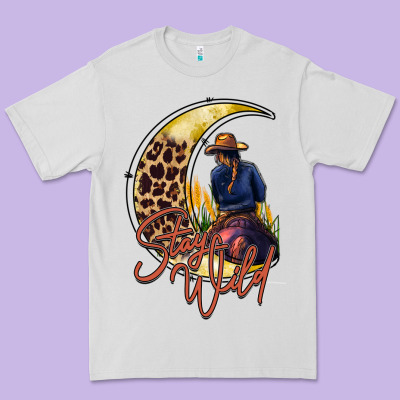 Stay Wild Moon Cowgirl Premium Tee Designed By Racoondesign