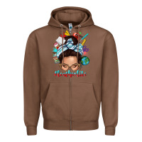 Chestnut teacher life messy bun Zipper Hoodie - texasbilliewilder