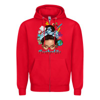 Red teacher life messy bun Zipper Hoodie - texasbilliewilder