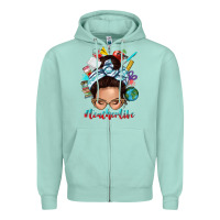 Seafoam teacher life messy bun Zipper Hoodie - texasbilliewilder