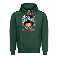 Sports Green teacher life messy bun Zipper Hoodie - texasbilliewilder
