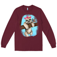 Burgundy baby sloth Long Sleeve Tee - RanaPortraitStore