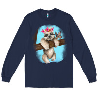 Navy baby sloth Long Sleeve Tee - RanaPortraitStore