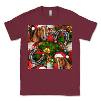 Burgundy christmas horse leopard Classic Tee - FaDigitalArtStudio