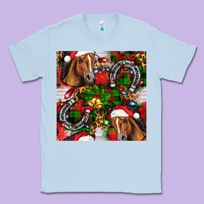 Christmas Horse Leopard Classic Tee Designed By Fadigitalartstudio