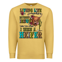 Antique Gold living life somewhere between jesus take the wheel Premium Sweatshirt - JahusDesignShop