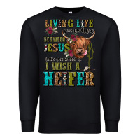 Black living life somewhere between jesus take the wheel Premium Sweatshirt - JahusDesignShop