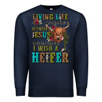 Navy living life somewhere between jesus take the wheel Premium Sweatshirt - JahusDesignShop