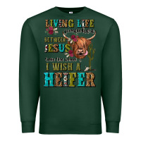 Sports Green living life somewhere between jesus take the wheel Premium Sweatshirt - JahusDesignShop