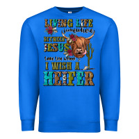 True Royal living life somewhere between jesus take the wheel Premium Sweatshirt - JahusDesignShop