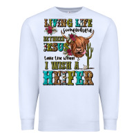 Living Life Somewhere Between Jesus Take The Wheel Premium Sweatshirt | Teevron