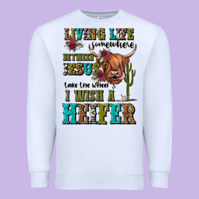 Living Life Somewhere Between Jesus Take The Wheel Premium Sweatshirt Designed By Jahusdesignshop