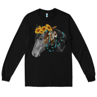 Black black and white western horse Long Sleeve Tee - RanaPortraitStore
