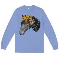 Colony Blue black and white western horse Long Sleeve Tee - RanaPortraitStore