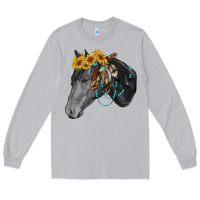 Moon Dust black and white western horse Long Sleeve Tee - RanaPortraitStore