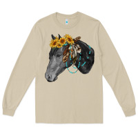 Mushroom black and white western horse Long Sleeve Tee - RanaPortraitStore