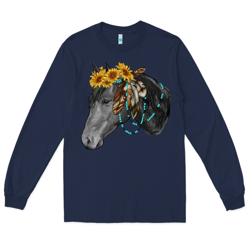 Black And White Western Horse Long Sleeve Tee by RanaPortraitStore | Teevron